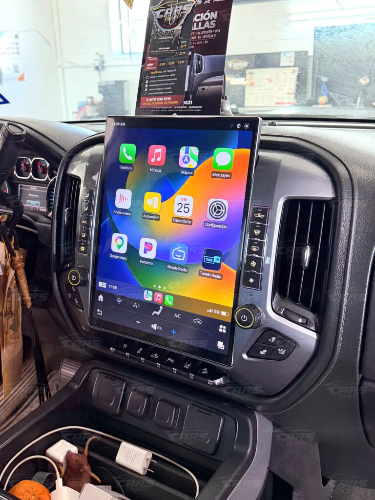 Pantalla Android de 15.6 pulgadas para Chevrolet Silverado y GMC Sierra 1500, año 2014-2018. Pantalla estéreo con CarPlay inalámbrico. — foto 3